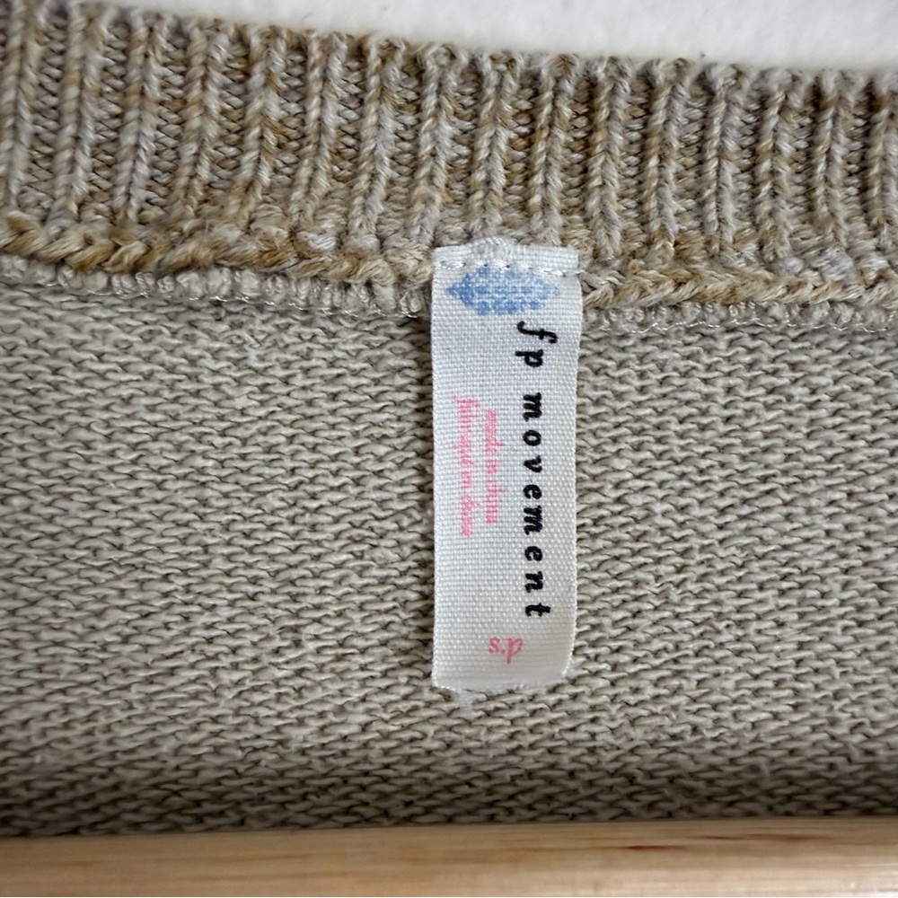 FP Movement Metti Crewneck Sweatshirt Sage Green Patchwork Quilted Pullover Sm - Picture 4 of 6